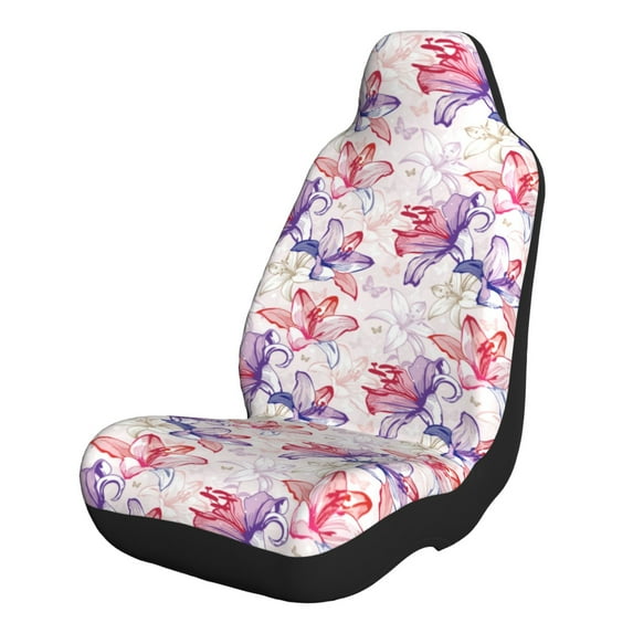 Pofeuu Lilies Flowers Print Automotive Car Seat Covers Flat Cloth Full Set Seat Covers,Car Seat Covers front seats for Cars Trucks and SUVs-2 PCS