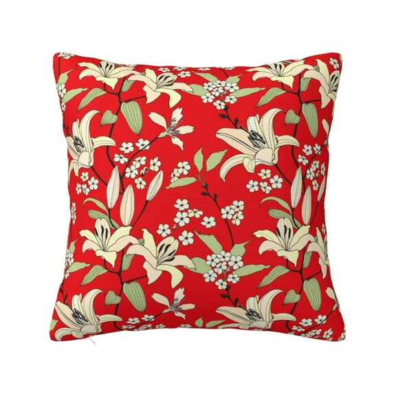 Pofeuu Lilies Flowers Print Double-sided plush pillowcase Square Throw Pillow Covers Pillows Cover for Living Room Bedroom Sofa Couch Cushion Cover(No pillow core)-20"x20"