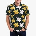 thumbnail image 1 of Pofeuu Lilies Flowers Print Men's Loose Fit Midweight Short-Sleeve Pocket Polo-4X-Large, 1 of 6