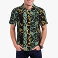 thumbnail image 1 of Pofeuu Lilies Flowers Print Men's Loose Fit Midweight Short-Sleeve Pocket Polo-Small, 1 of 6