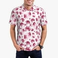 thumbnail image 1 of Pofeuu Lilies Flowers Print Men's Loose Fit Midweight Short-Sleeve Pocket Polo-X-Large, 1 of 6