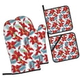 thumbnail image 1 of Pofeuu Lilies Flowers Print Oven Mitts and Pot Holders 4 pcs Set,High Heat Resistant 500 Degree Extra Thicken Long Kitchen Cotton Oven Glove for Cooking, 1 of 1