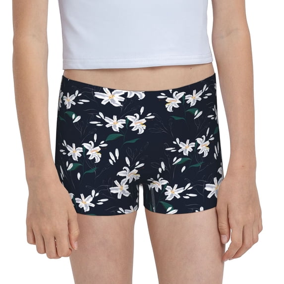 Pofeuu Lilies Flowers Print Soft Cotton Girls Boyshort panties Toddler Underwear-X-Small