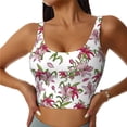 thumbnail image 1 of Pofeuu Lilies Flowers Print Sports Bra for Women Sexy Vest Yoga Running Gym Fitness Crop Bras Tops-Medium, 1 of 8