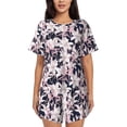 thumbnail image 1 of Pofeuu Lilies Flowers Print Women's Pajama Set Short/Shorts Soft Button PJs Elastic Drawstring Waist Sleepwear-Medium, 1 of 6