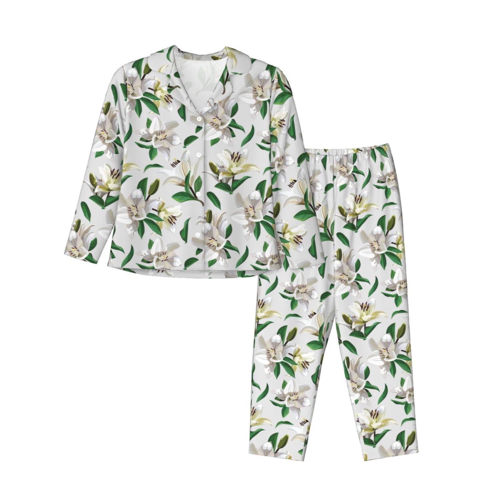 Women's Red Floral Paisley Long Sleeve Pajama Set Cozy Sleepwear & Perfect Gift for Her