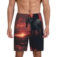 thumbnail image 1 of Pofeuu Lone Rider Under Red Sky Print Men's Soft Woven Elastic Waistband Sleep Pajama Short-Large, 1 of 6