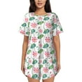 thumbnail image 1 of Pofeuu Lotus Flower Print Women's Pajama Set Short/Shorts Soft Button PJs Elastic Drawstring Waist Sleepwear-Medium, 1 of 6