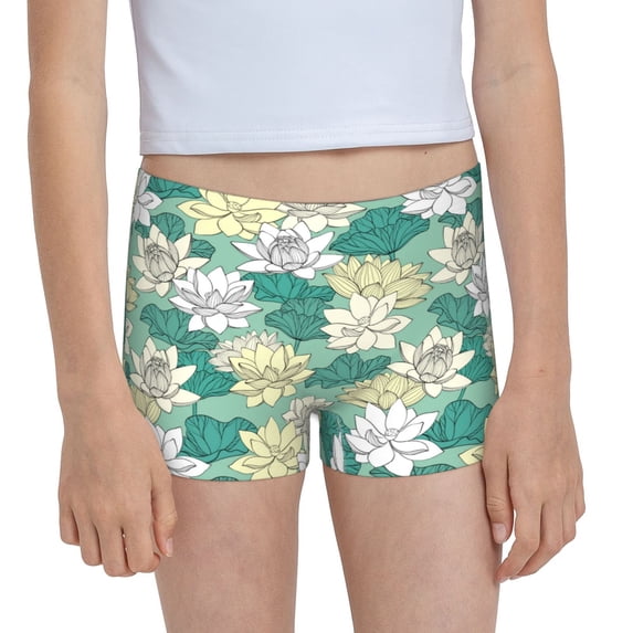 Pofeuu Lotus Flower1 Print Soft Cotton Girls Boyshort panties Toddler Underwear-X-Large