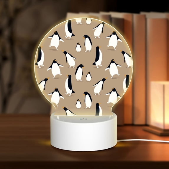 Pofeuu Lovely Penguin Print LED Christmas Night Light Lamp Base Gift DIY 3D Clear Acrylic Blank Engrave Sheets for Room Cafe Bar Birthday Party Decoration