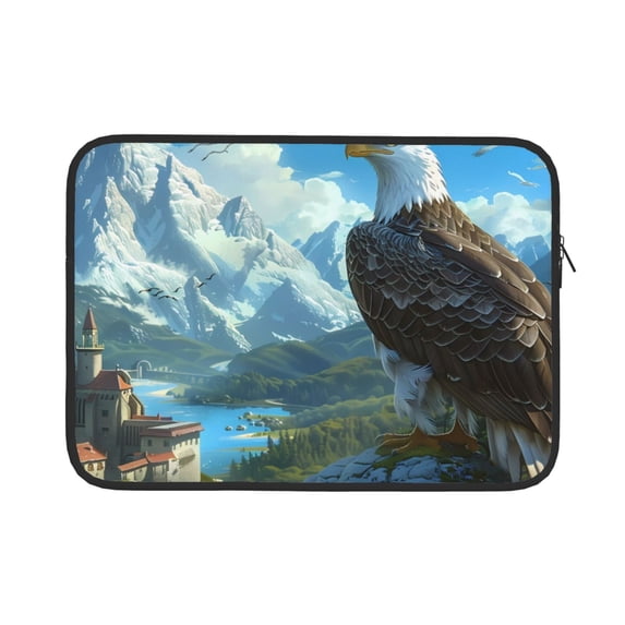 Pofeuu Majestic Eagle Over Castle Print Laptop Carrying Case,13-15-Inch Laptop and Tablet, Sleek Design, Durable and Water-Repellent Fabric, Business Casual or School-13 inch