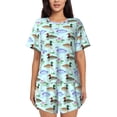 thumbnail image 1 of Pofeuu Mallard Duck Of Lotus Flowers Print Women's Pajama Set Short/Shorts Soft Button PJs Elastic Drawstring Waist Sleepwear-Medium, 1 of 6