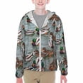 thumbnail image 1 of Pofeuu Mallard Ducks Swimming Print Kids Active Zipper Sun Protection Jacket Boys Girls Hooded Cooling Shirt Pockets Fishing Running Outdoor-Medium, 1 of 7