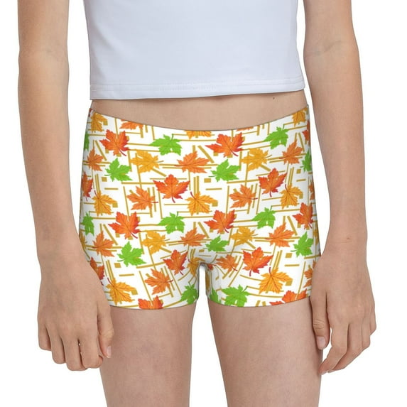 Pofeuu Maple Leaves1 Print Soft Cotton Girls Boyshort panties Toddler Underwear-Large