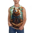 thumbnail image 1 of Pofeuu Maple Meditating Bear Print Men's Muscle T-Shirt, Sleeveless, Muscle Tank, Classic Muscle Tee Top For Men Casual Sleeveless Muscle T-Shirt Trendy Clothes-X-Large, 1 of 7