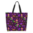 thumbnail image 1 of Pofeuu Mardi Gra2 Print Reusable Grocery Bags - Washable, Foldable, Packable Tote, Large Handles, Heavy Duty, Zippered Top Pouch, 1 of 8