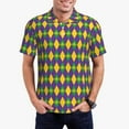 thumbnail image 1 of Pofeuu Mardi Gras Print Men's Loose Fit Midweight Short-Sleeve Pocket Polo-3X-Large, 1 of 6