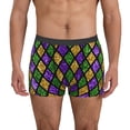 thumbnail image 1 of Pofeuu Mardi Gras Shiny Green Purple Print Men’s Boxer Briefs, Moisture-Wicking Underwear, Regular,Trunk-Small, 1 of 5