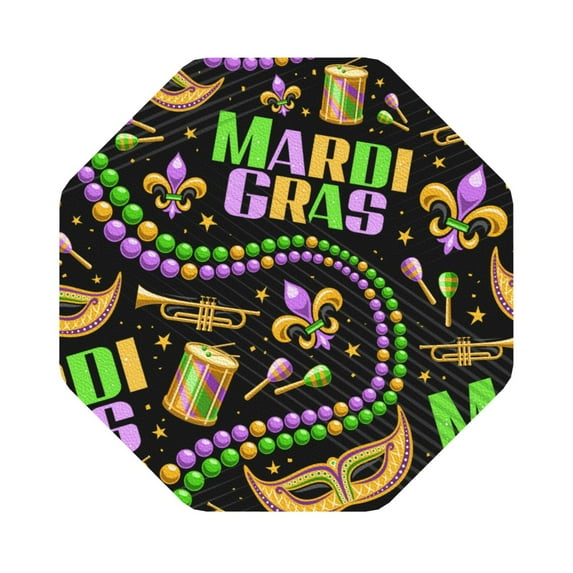Pofeuu Mardi Gras3 Print Leather Coasters Set of 6, Round Cups Mugs Mat Pad for Home Kitchen Heat Resistant Drink Coasters,Octagon