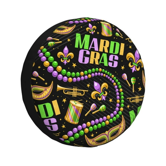 Pofeuu Mardi Gras3 Print Spare Tire Wheel Cover for Car Truck SUV Camper Universal Fit Spare Tire Cover RV Spare Tire Covers-15 inch