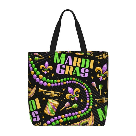Pofeuu Mardi Gras3 Print Tote Bag for Women,Hobo HandBags with Zipper,Large Capacity Casual Shoulder Handbags with Inner Pockets