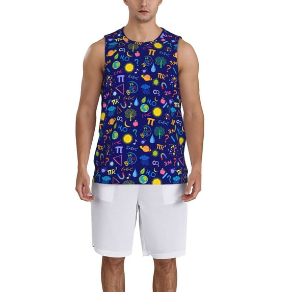 Pofeuu Mathematics And Chemistry Print Basketball Jersey, Shirts for Men Youth Basketball Jersey Crew Neck-XX-Large