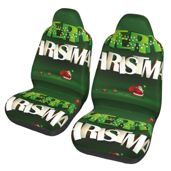 Pofeuu Merry Christmas Print Automotive Car Seat Covers Flat Cloth Full Set Seat Covers,Car Seat Covers front seats for Cars Trucks and SUVs(Two packs)