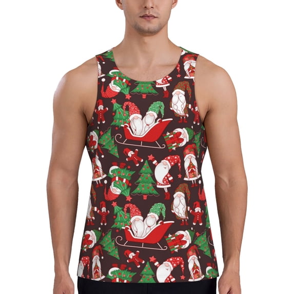 Pofeuu Merry Christmas1 Print Men's Workout Tank Tops Sleeveless Muscle Gym Shirt Quick Dry-Medium