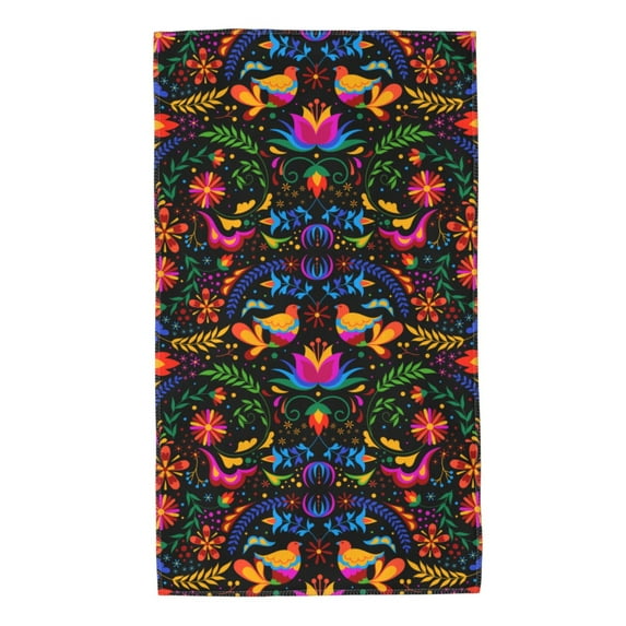Pofeuu Mexican Flower Traditional1 Print Hand Towel 27.5" x 16" Soft Absorbent Towel for Bathroom SPA Gym Hotel