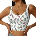 thumbnail image 1 of Pofeuu Milk Tea Print Sports Bra for Women Sexy Vest Yoga Running Gym Fitness Crop Bras Tops-Small, 1 of 8