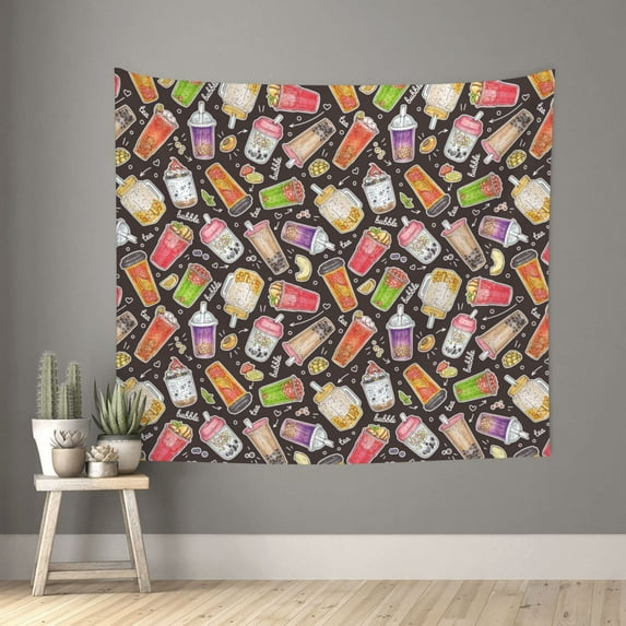 Pofeuu Milk Tea Print Wall Tapestry Decoration Wall Hanging Tapestry 60 x 51 Inch