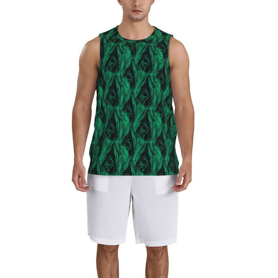 Pofeuu Mint Bird Feathers Print Basketball Jersey, Shirts for Men Youth Basketball Jersey Crew Neck-Medium