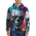 thumbnail image 1 of Pofeuu Modern Abstract Colorful Skull A Print Mens Casual Hooded Collar Drawstring Hoodies Pullover Sweatshirts Casual Long Sleeve Shirts-Large, 1 of 7