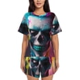 thumbnail image 1 of Pofeuu Modern Abstract Colorful Skull A Print Women's Pajama Set Short/Shorts Soft Button PJs Elastic Drawstring Waist Sleepwear-Medium, 1 of 6