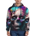 thumbnail image 1 of Pofeuu Modern Abstract Colorful Skull B Print Mens Casual Hooded Collar Drawstring Hoodies Pullover Sweatshirts Casual Long Sleeve Shirts-3X-Large, 1 of 7