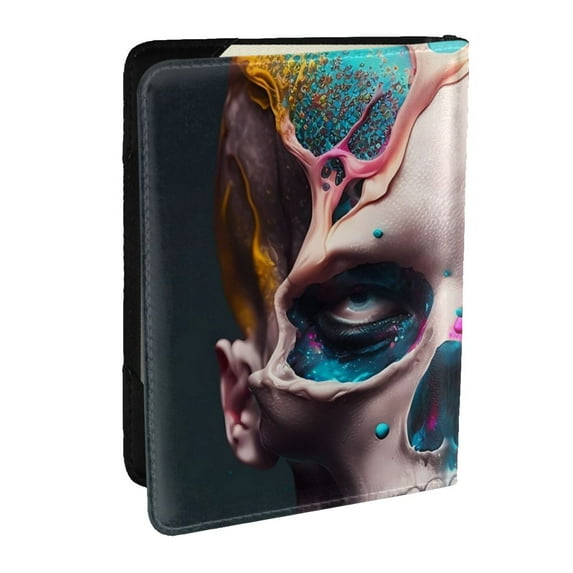 Pofeuu Modern Abstract Colorful Skull B Print Travel Document Organizer Passport Holder Men Women for Family (6.5 in x 4.5 in),Wallet Holder Credit Card Clutch Bag Case