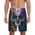 thumbnail image 1 of Pofeuu Modern Abstract Colorful Skull Print Men's Soft Woven Elastic Waistband Sleep Pajama Short-3X-Large, 1 of 6