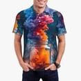 thumbnail image 1 of Pofeuu Modern Art Red And Blue Colors Print Men's Loose Fit Midweight Short-Sleeve Pocket Polo-X-Large, 1 of 6