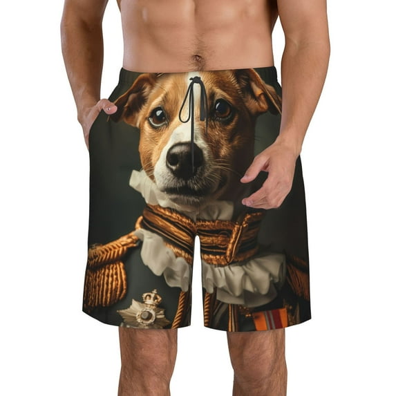 Pofeuu Modern Cute Dog Prin Men's Swim Trunks Quick Dry Bathing Suit Swimming Board Shorts Mesh Lining Beach Swimwear-Medium