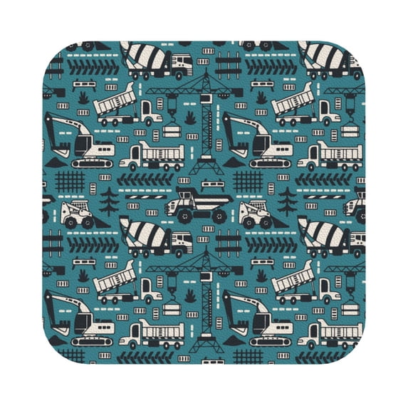 Pofeuu Modern Excavator Print Leather Coasters Set of 6, Round Cups Mugs Mat Pad for Home Kitchen Heat Resistant Drink Coasters,Square