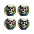 thumbnail image 1 of Pofeuu Modern Hip-Hop Skull Print Coasters for Drinks, 4Pack PU Leather Coasters, Bar Drink Coasters for Tabletop Protection, Furniture from Damage-Octagon, 1 of 6