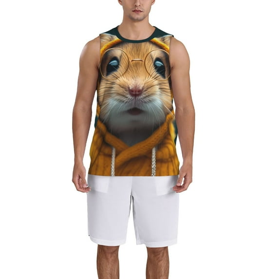 Pofeuu Modern Yellow Sweater Guinea Pig Print Basketball Jersey, Shirts for Men Youth Basketball Jersey Crew Neck-Small