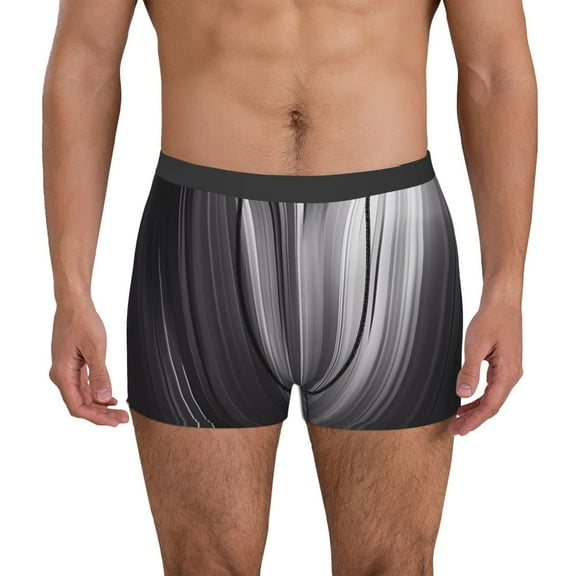 Pofeuu Monochrome Abstract Lines Print Men’s Boxer Briefs, Moisture-Wicking Underwear, Regular,Trunk-XX-Large