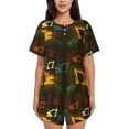 thumbnail image 1 of Pofeuu Monochrome Excavators Print Women's Pajama Set Short/Shorts Soft Button PJs Elastic Drawstring Waist Sleepwear-4X-Large, 1 of 6