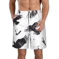 thumbnail image 1 of Pofeuu Monochrome Flying Ravens Prin Men's Swim Trunks Quick Dry Bathing Suit Swimming Board Shorts Mesh Lining Beach Swimwear-3X-Large, 1 of 6