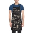thumbnail image 1 of Pofeuu Monochrome Mushroom Artwork Print Waterproof Apron with Pockets Adjustable Cooking Aprons Kitchen Bib for Baking Household Cleaning, 1 of 8