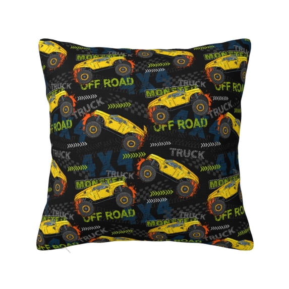 Pofeuu Monster Truck1 Print Double-sided plush pillowcase Square Throw Pillow Covers Pillows Cover for Living Room Bedroom Sofa Couch Cushion Cover(No pillow core)-22"x22"