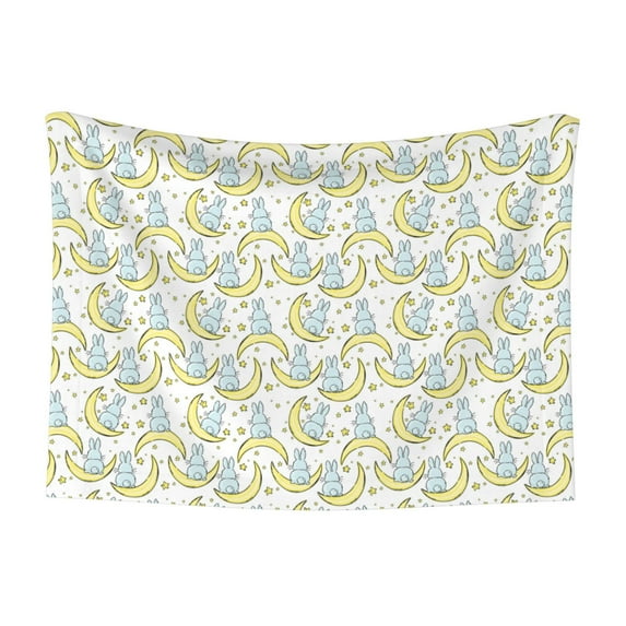 Pofeuu Moon And Rabbit Print Puppy Blanket,Dog Blankets,Pet Blanket Cozy Cat Blankets for Indoor Cats, Fuzzy Pet Blanket for Kitten Doggy Dog Blankets-Medium