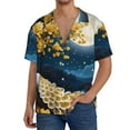 thumbnail image 1 of Pofeuu Moonlit Golden Tree Peacock Print Mens Casual Short Sleeve Shirts Beach Summer Spread Collar Pocket Tops Men's Casual Short-sleeved Shirt-Medium, 1 of 5