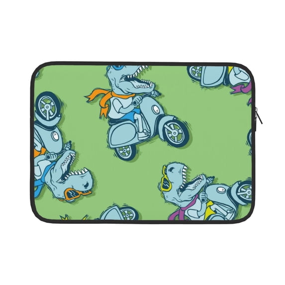 Pofeuu Motorcycle Riding Dinosaur Print Laptop Carrying Case,13-15-Inch Laptop and Tablet, Sleek Design, Durable and Water-Repellent Fabric, Business Casual or School-